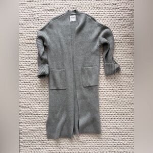 Abercrombie & Fitch Long Ribbed Open Cardigan - Gray